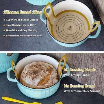 Sourdough Bread Baking Set, 10 Inch Oval & 9 Inch Round Banneton Bread Proofing Baskets with Linen Liner, Silicone Bread Sling, Danish Dough Whisk, Dough Scraper Kit, Silicone Brush & Silicone Spatula