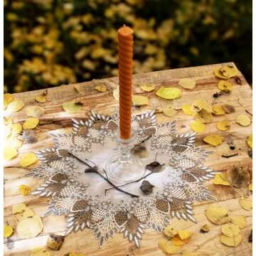 Lace Doily Neutral Earth Tones Table Topper Scarf Place Mat Round Doily (16 inch Round)