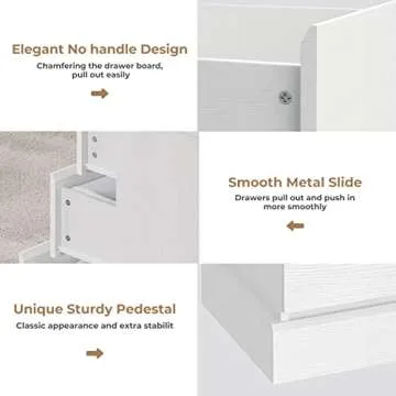 EPHEX 6 Drawer Dresser, Black Chest of Drawers, Storage Tower Clothes Organizer Closet, Double Dresser for Bedroom, Living Room, Entryway, 51.6''H x 15.7''W x 29.3''H White