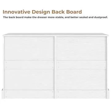 EPHEX 6 Drawer Dresser, Black Chest of Drawers, Storage Tower Clothes Organizer Closet, Double Dresser for Bedroom, Living Room, Entryway, 51.6''H x 15.7''W x 29.3''H White