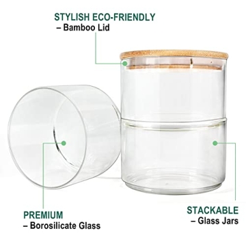 Eco-Friendly Stackable Glass Jars with Bamboo Lids 3 Pack