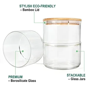 Eco-Friendly Stackable Glass Jars with Bamboo Lids 3 Pack