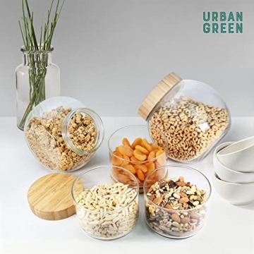 Eco-Friendly Stackable Glass Jars with Bamboo Lids 3 Pack