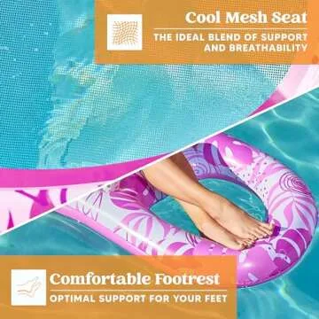 Sloosh Pool Lounge Float Adult, Inflatable Pool Floats Lounger Raft Floaties Water Floating Recliner Chair with Cup Holders Foot Rest Swimming Floaty, Pink