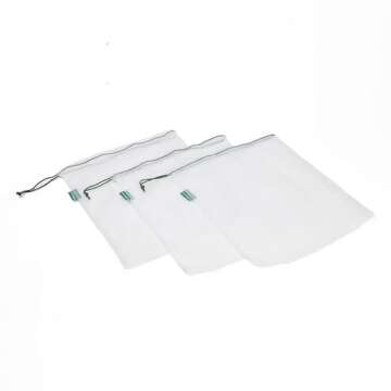 Earthwise Reusable Mesh Produce Bags - Washable Set of 9 Premium Bags, TRANSPARENT Lightweight, Strong SEE-THROUGH Mesh for shopping, transporting and storing fruits and veggies.