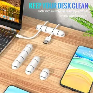 Cable Clips 3 PCS Cord Holder Adhesive Cable Management Cable Cord Organizer for Home Office Car Desk Accessories, Universal Cable Fit (White)