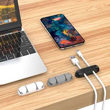 Cable Clips 3 PCS Cord Holder Adhesive Cable Management Cable Cord Organizer for Home Office Car Desk Accessories, Universal Cable Fit (White)