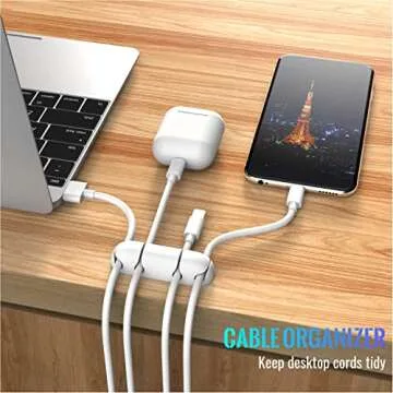 Cable Clips 3 PCS Cord Holder Adhesive Cable Management Cable Cord Organizer for Home Office Car Desk Accessories, Universal Cable Fit (White)