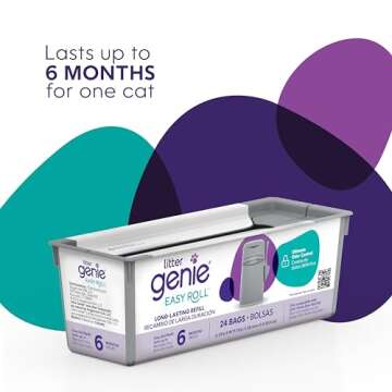 Litter Genie Easy Roll Refill Bags (1-Pack) | Includes a 6-month long lasting roll of 24 Bags | Ulti...