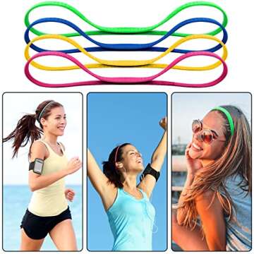 Duufin 20 Elastic Sport Headbands - Non Slip, Colorful & Functional