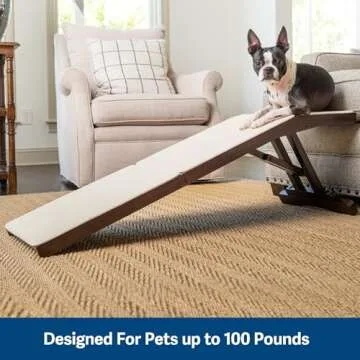 PetSafe CozyUp Sofa Ramp for Small Dogs – 14 Inches Tall Reaches Most Couches – Supports up to 100 Pound Pets – Dog and Cat Access for Living Room – No Slip Carpet Traction