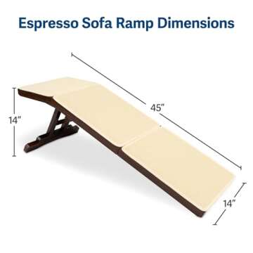 PetSafe CozyUp Sofa Ramp for Small Dogs – 14 Inches Tall Reaches Most Couches – Supports up to 100 Pound Pets – Dog and Cat Access for Living Room – No Slip Carpet Traction