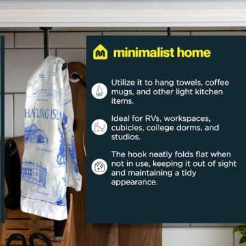 Banana Hanger - Under Cabinet Hook for Bananas or Other Lightweight Kitchen Items. Hook Folds-up When Not in Use. Self-adhesive and Pre-drilled Holes (Screws Provided!) Keep Bananas Fresh.(Black)