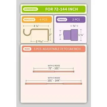 Ivilon Drapery Curtain Rod 1" Brushed Nickel 72-144"