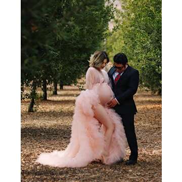 Michealboy Ladies Sheer Long Robe for Maternity Photoshoots
