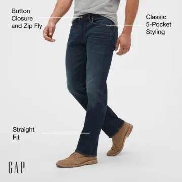 Gap Mens Straight Fit Jeans in True Black - Sustainable & Versatile