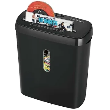 Home Office Paper Shredder - Woolsche 10-Sheet Strip Cut with 3.17-Gallon Basket - P-2 Security Leve...