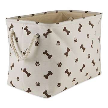 Bone Dry Pet Storage Collection Paw and Bone Print, Dark Brown, Medium Rectangle