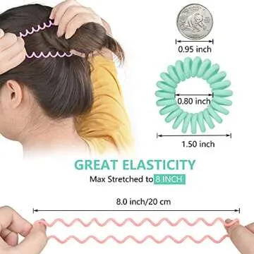 TIZZYT No Crease Spiral Hair Ties in 18 Macaron Colors