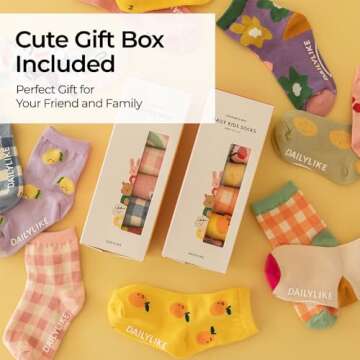 Dailylike Non Slip Grip Ankle Socks for Kids 6 Pairs