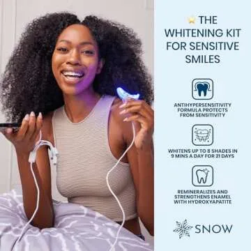 SNOW Diamond Wired Whitening Kit - Sensitive Teeth Whitening Kit - Whitens & Repairs Teeth 6 Months of Treatment Gentle & Enamel Safe Blue