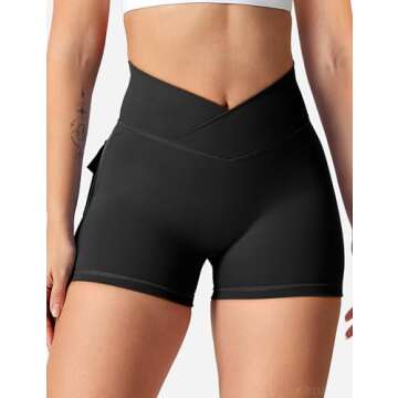 YEOREO Scrunch Workout Shorts with Pockets - High Waisted Yoga Booty Shorts