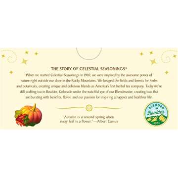 Celestial Seasonings Black Tea, Sweet Harvest Pumpkin, Contains Caffeine, 18 Count (Pack of 6)