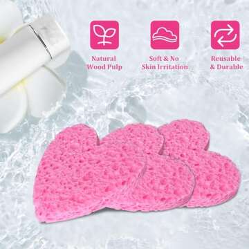 Silkyhose 50-Count Natural Heart Shape Facial Sponges