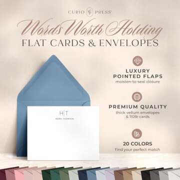 Curio Press Personalized Stationery Set - Custom Note Cards with Name & Monogram, Thank You Cards wi...