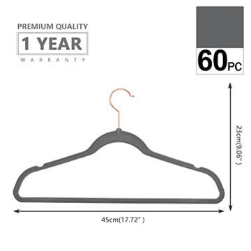 MIZGI Velvet Hangers - Space Saving Non-Slip 60 Pack