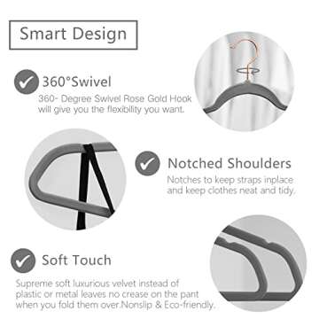MIZGI Velvet Hangers - Space Saving Non-Slip 60 Pack