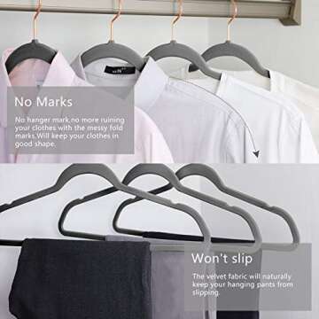 MIZGI Velvet Hangers - Space Saving Non-Slip 60 Pack
