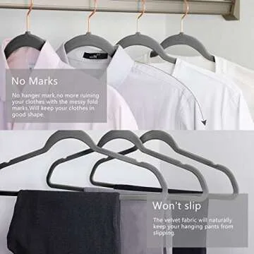 MIZGI Velvet Hangers - Space Saving Non-Slip 60 Pack