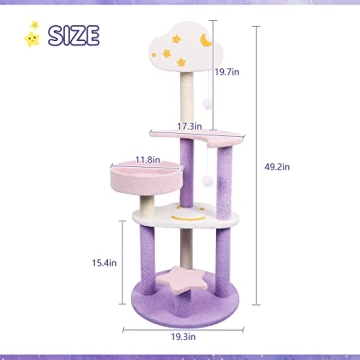 SENNAUX Cat Tree: Cozy 49in Play Tower for Cats
