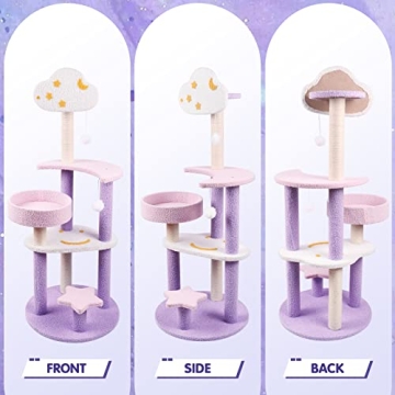 SENNAUX Cat Tree: Cozy 49in Play Tower for Cats