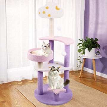 SENNAUX Cat Tree: Cozy 49in Play Tower for Cats