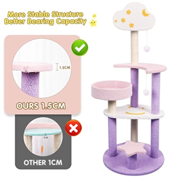 SENNAUX Cat Tree: Cozy 49in Play Tower for Cats