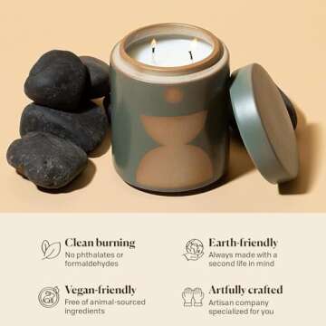 Paddywax Scented Candles Form Collection Artisan Candle in Textured Ceramic Vessel, 12-Ounces, Spanish Moss