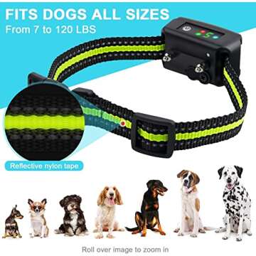PetYeah Dog Bark Collar-5 Adjustable Sensitivity and Intensity Levels-Dual Anti-Barking Modes-Rechargeable/Rainproof/Reflective -No Barking Control Dog Shock Collar for Small Medium Large Dog