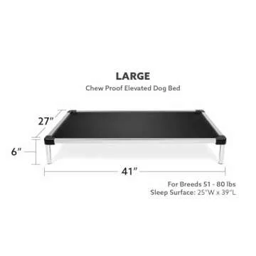 K9 Ballistics Chew Proof Elevated Dog Bed - Indestructible Design for Heavy Chewers