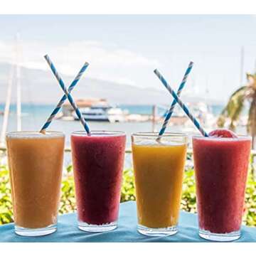 Shuiniba Biodegradable Striped Paper Straws,Paper Drinking Straws for Party, Events and Crafts,Baby Shower Decorations 7.75 Inches, Black White Striped - 100 Packs