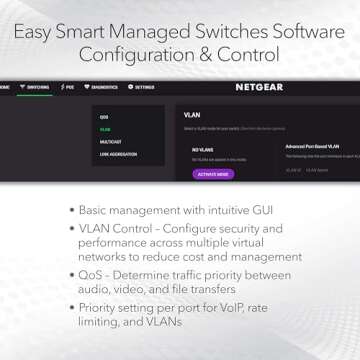 NETGEAR 5-Port Gigabit Ethernet Easy Smart Managed Switch (GS105Ev2) - Managed, Desktop or Wall Mount, and Limited Lifetime Protection