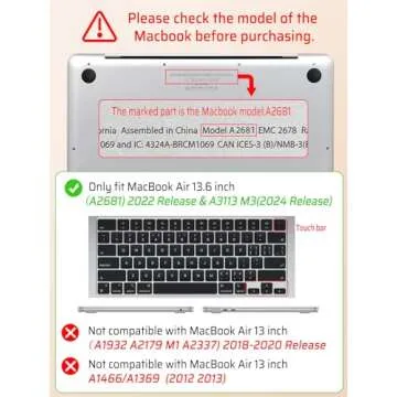 Seorsok Compatible with MacBook Air 13.6 inch Case 2022 2024 A2681 M2&A3113 M3 Liquid Retina Display Touch ID,Elegant Leather Plastic Hard Case with Transparent Keyboard Cover,Beige Woven