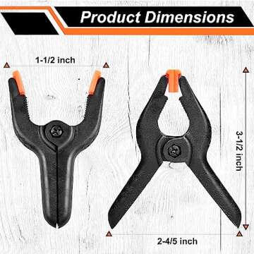 Rondauno Spring Clamps 12 Pack - Durable Heavy Duty Clips for Crafts & Woodworking