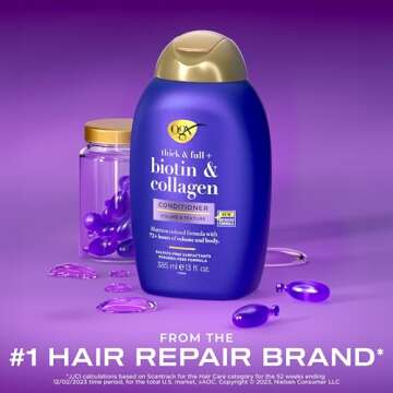 OGX Thick & Full + Biotin & Collagen Volumizing Conditioner, Nutrient-Infused Conditioner with Vitam...