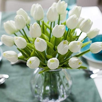 Chilsoby 30 Pcs Real Touch Artificial Tulip Flower Bouquet
