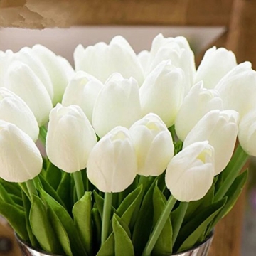 Chilsoby 30 Pcs Real Touch Artificial Tulip Flower Bouquet