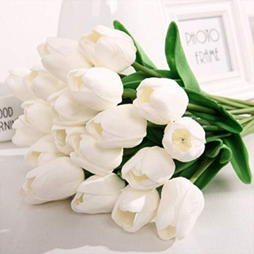 Chilsoby 30 Pcs Real Touch Artificial Tulip Flower Bouquet