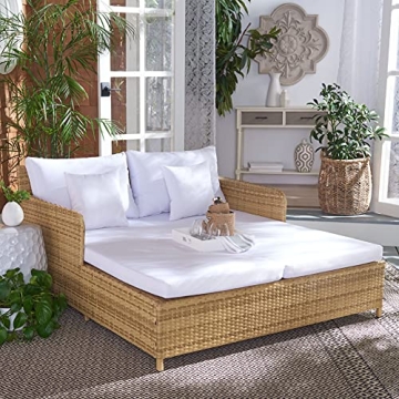 SAFAVIEH Outdoor Daybed Comfortable Natural/White