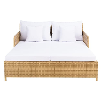 SAFAVIEH Outdoor Daybed Comfortable Natural/White